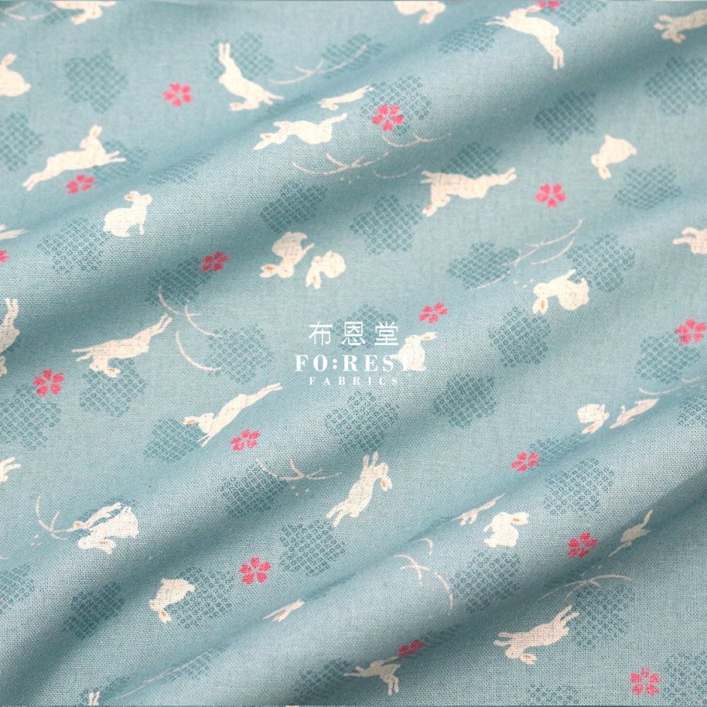 cotton - Rabbit Blue fabric - FO:REST Fabric 布恩堂Liberty fabrictana lawnjapanese fabricykk zipper