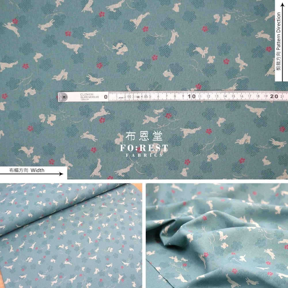 cotton - Rabbit Blue fabric - FO:REST Fabric 布恩堂Liberty fabrictana lawnjapanese fabricykk zipper