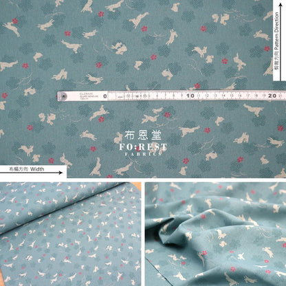 cotton - Rabbit Blue fabric - FO:REST Fabric 布恩堂Liberty fabrictana lawnjapanese fabricykk zipper