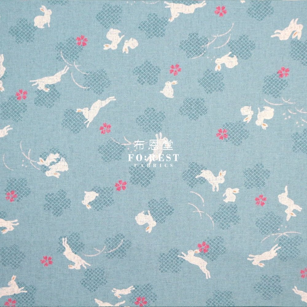 cotton - Rabbit Blue fabric - FO:REST Fabric 布恩堂Liberty fabrictana lawnjapanese fabricykk zipper