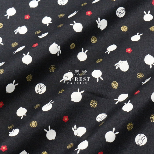 cotton - Rabbit dat Japanese fabric Balck - FO:REST Fabric 布恩堂Liberty fabrictana lawnjapanese fabricykk zipper