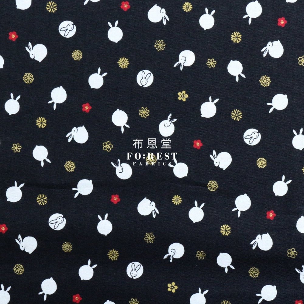 cotton - Rabbit dat Japanese fabric Balck - FO:REST Fabric 布恩堂Liberty fabrictana lawnjapanese fabricykk zipper