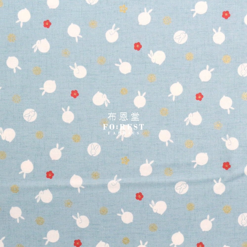 cotton - Rabbit dat Japanese fabric BLue - FO:REST Fabric 布恩堂Liberty fabrictana lawnjapanese fabricykk zipper