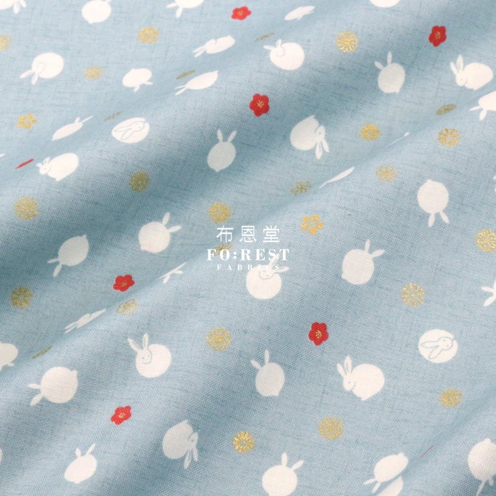 cotton - Rabbit dat Japanese fabric BLue - FO:REST Fabric 布恩堂Liberty fabrictana lawnjapanese fabricykk zipper