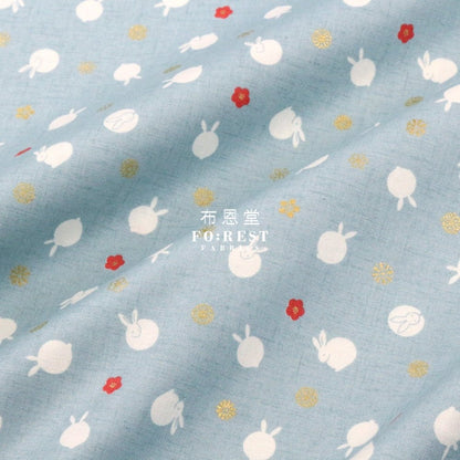 cotton - Rabbit dat Japanese fabric BLue - FO:REST Fabric 布恩堂Liberty fabrictana lawnjapanese fabricykk zipper