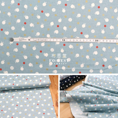 cotton - Rabbit dat Japanese fabric BLue - FO:REST Fabric 布恩堂Liberty fabrictana lawnjapanese fabricykk zipper