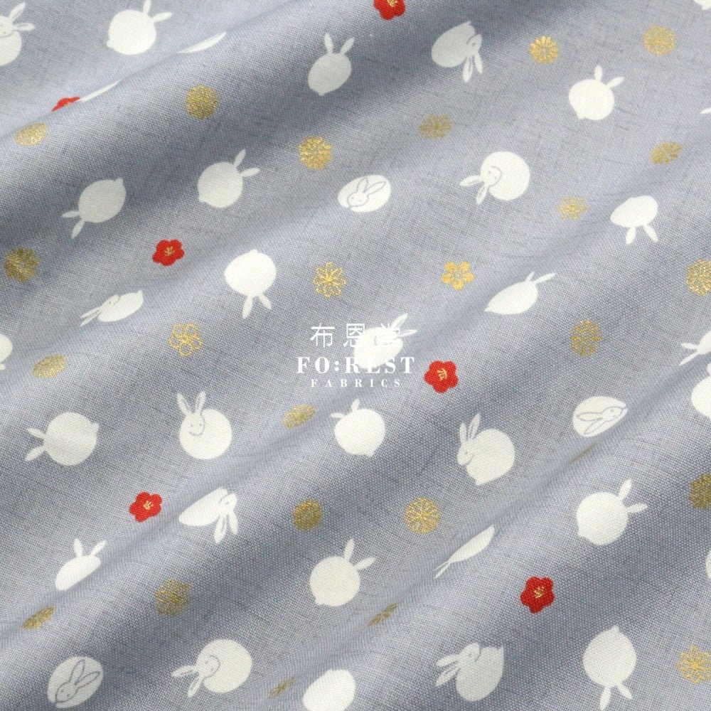 cotton - Rabbit dat Japanese fabric Gray - FO:REST Fabric 布恩堂Liberty fabrictana lawnjapanese fabricykk zipper