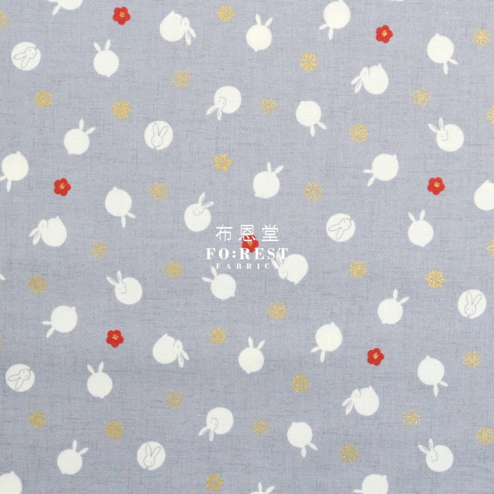 cotton - Rabbit dat Japanese fabric Gray - FO:REST Fabric 布恩堂Liberty fabrictana lawnjapanese fabricykk zipper