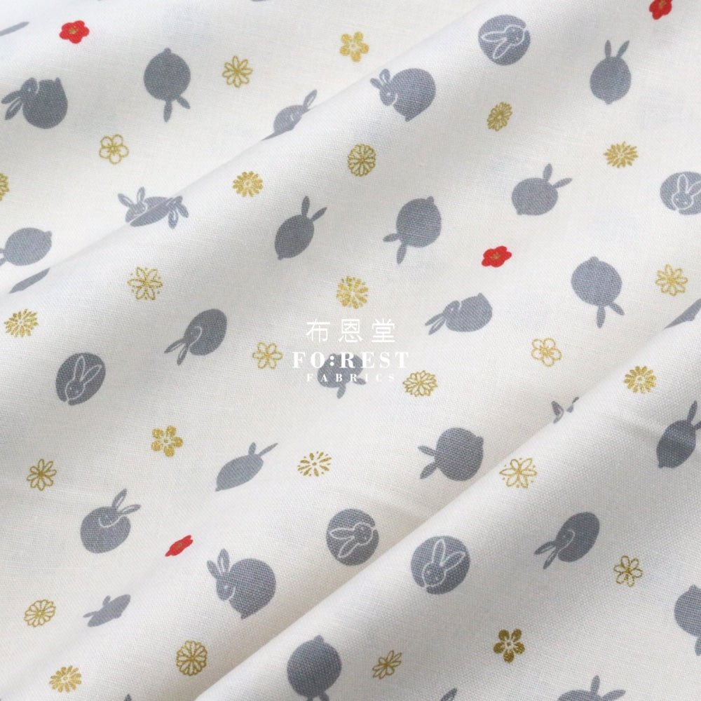 cotton - Rabbit dat Japanese fabric Natural - FO:REST Fabric 布恩堂Liberty fabrictana lawnjapanese fabricykk zipper