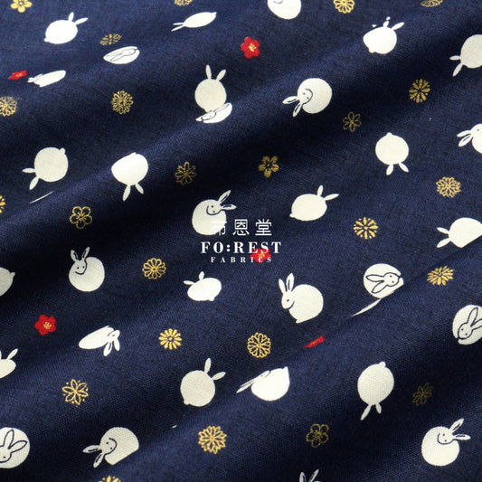 Cotton - Rabbit Dat Japanese Fabric Navy