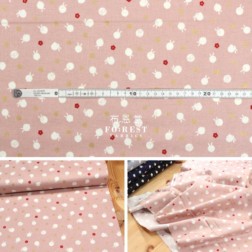 cotton - Rabbit dat Japanese fabric Pink - FO:REST Fabric 布恩堂Liberty fabrictana lawnjapanese fabricykk zipper