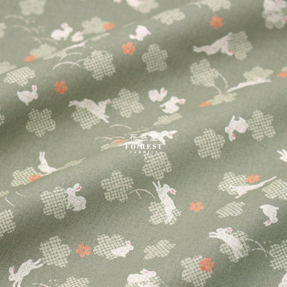 cotton - Rabbit Matcha fabric - FO:REST Fabric 布恩堂Liberty fabrictana lawnjapanese fabricykk zipper