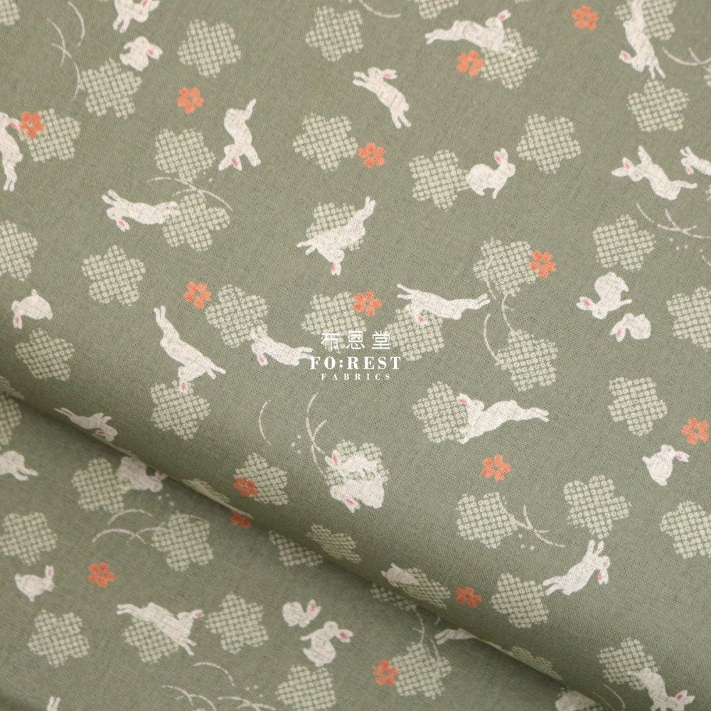 cotton - Rabbit Matcha fabric - FO:REST Fabric 布恩堂Liberty fabrictana lawnjapanese fabricykk zipper