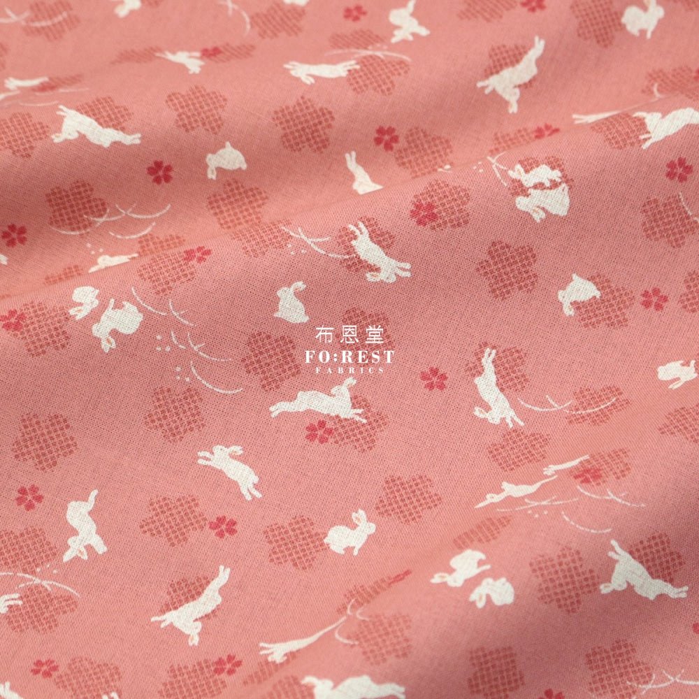 cotton - Rabbit Sakura Pink fabric - FO:REST Fabric 布恩堂Liberty fabrictana lawnjapanese fabricykk zipper