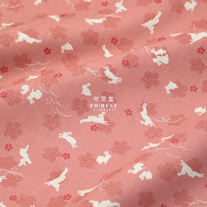 cotton - Rabbit Sakura Pink fabric - FO:REST Fabric 布恩堂Liberty fabrictana lawnjapanese fabricykk zipper