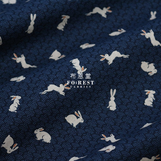 Cotton - Rabbit Wave Navy Fabric