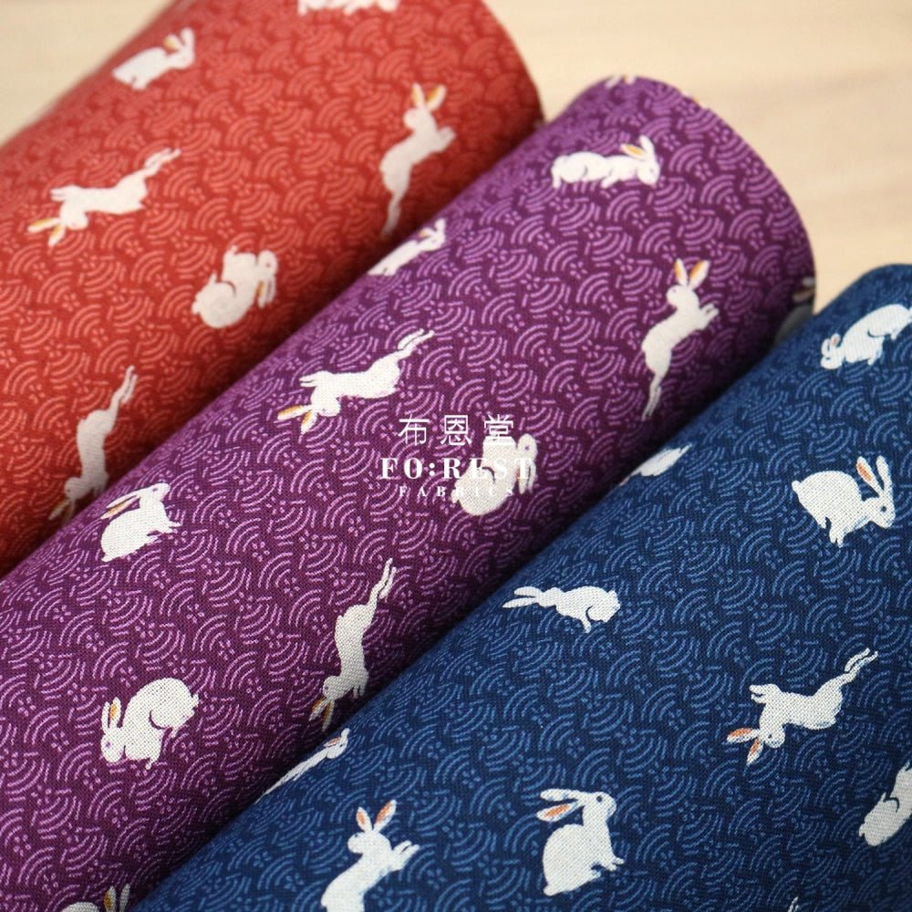 cotton - Rabbit Wave Purple fabric - FO:REST Fabric 布恩堂Liberty fabrictana lawnjapanese fabricykk zipper