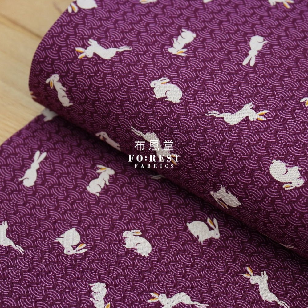 cotton - Rabbit Wave Purple fabric - FO:REST Fabric 布恩堂Liberty fabrictana lawnjapanese fabricykk zipper