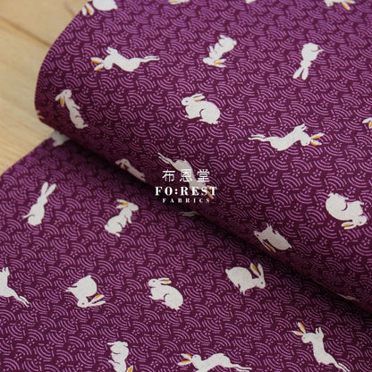 cotton - Rabbit Wave Purple fabric - FO:REST Fabric 布恩堂Liberty fabrictana lawnjapanese fabricykk zipper