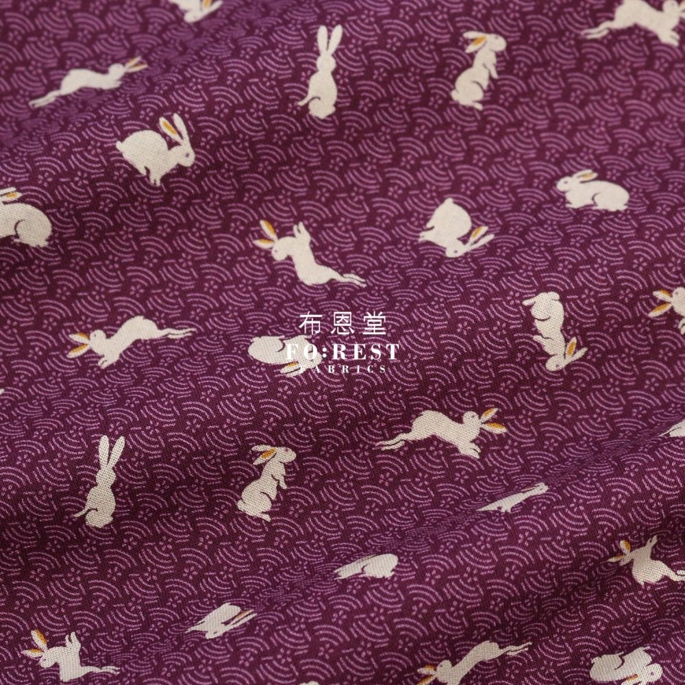 cotton - Rabbit Wave Purple fabric - FO:REST Fabric 布恩堂Liberty fabrictana lawnjapanese fabricykk zipper
