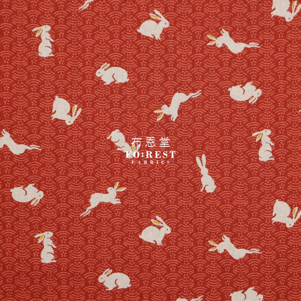 Cotton - Rabbit Wave Red Fabric