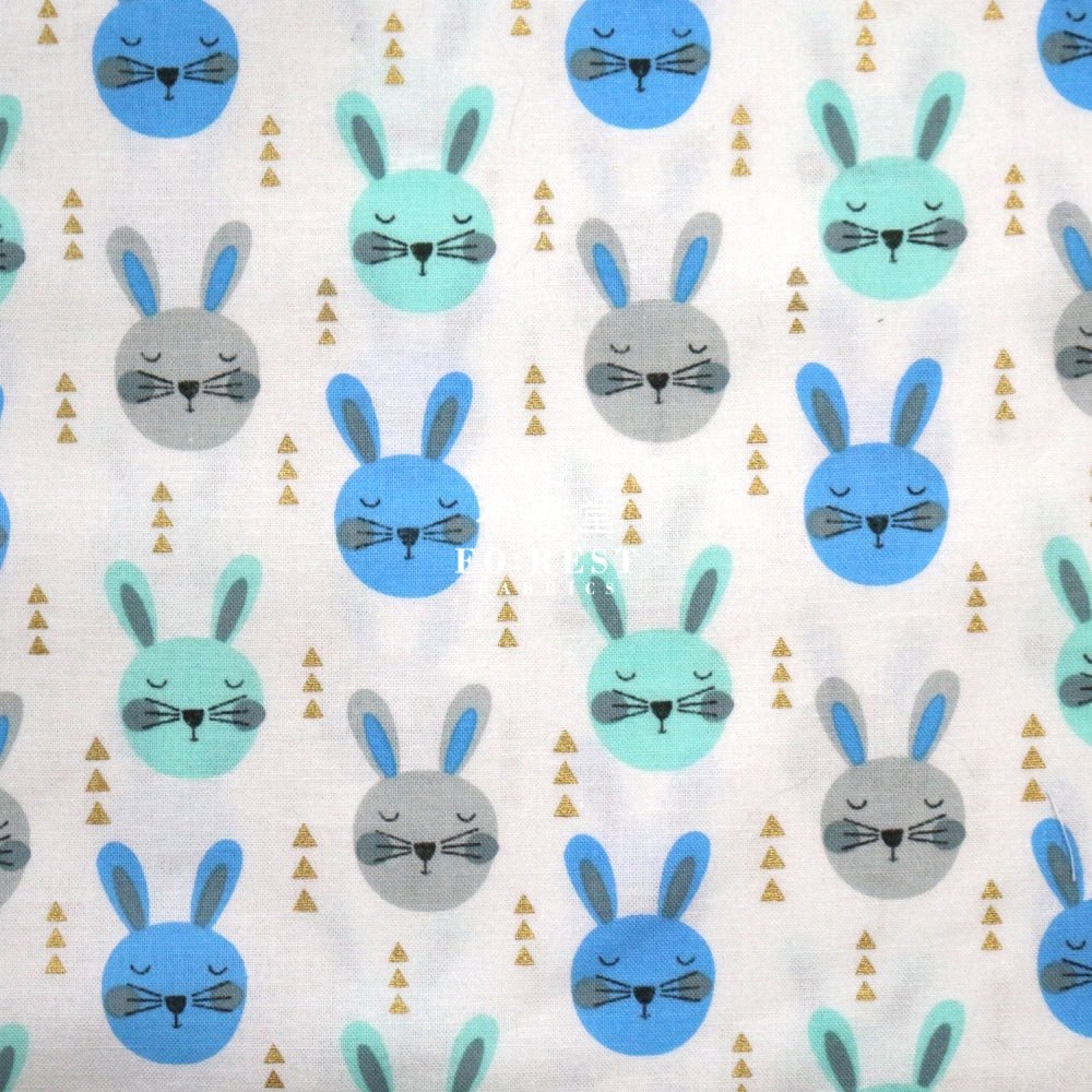 cotton - Rabbits with metallic fabric Blue - FO:REST Fabric 布恩堂Liberty fabrictana lawnjapanese fabricykk zipper