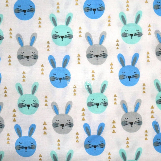 cotton - Rabbits with metallic fabric Blue - FO:REST Fabric 布恩堂Liberty fabrictana lawnjapanese fabricykk zipper
