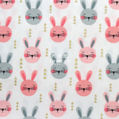 Cotton - Rabbits With Metallic Fabric Pink