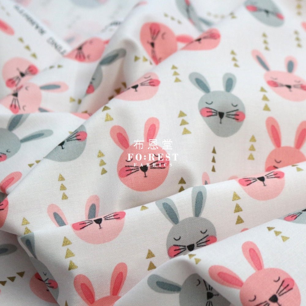 cotton - Rabbits with metallic fabric Pink - FO:REST Fabric 布恩堂Liberty fabrictana lawnjapanese fabricykk zipper