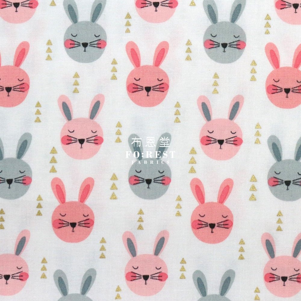 cotton - Rabbits with metallic fabric Pink - FO:REST Fabric 布恩堂Liberty fabrictana lawnjapanese fabricykk zipper