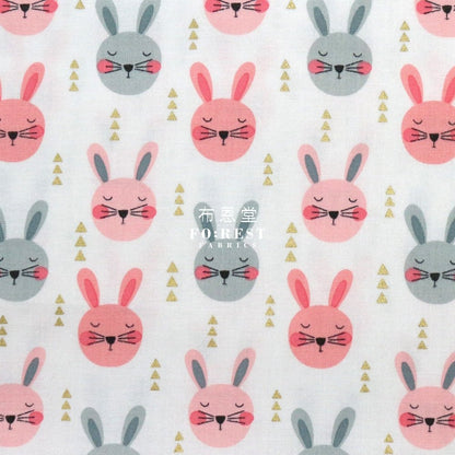 cotton - Rabbits with metallic fabric Pink - FO:REST Fabric 布恩堂Liberty fabrictana lawnjapanese fabricykk zipper