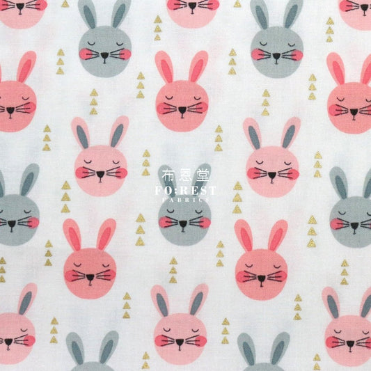 cotton - Rabbits with metallic fabric Pink - FO:REST Fabric 布恩堂Liberty fabrictana lawnjapanese fabricykk zipper