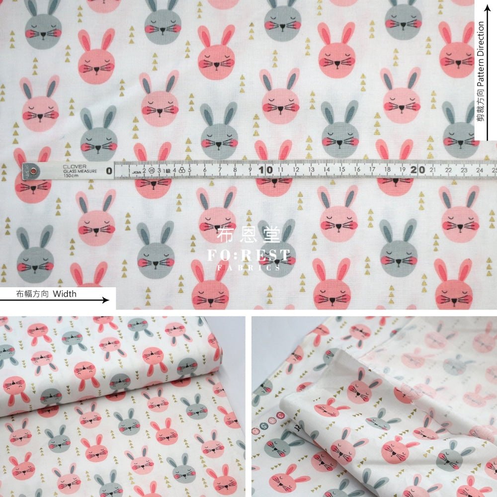 cotton - Rabbits with metallic fabric Pink - FO:REST Fabric 布恩堂Liberty fabrictana lawnjapanese fabricykk zipper