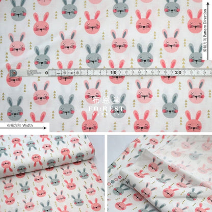 cotton - Rabbits with metallic fabric Pink - FO:REST Fabric 布恩堂Liberty fabrictana lawnjapanese fabricykk zipper