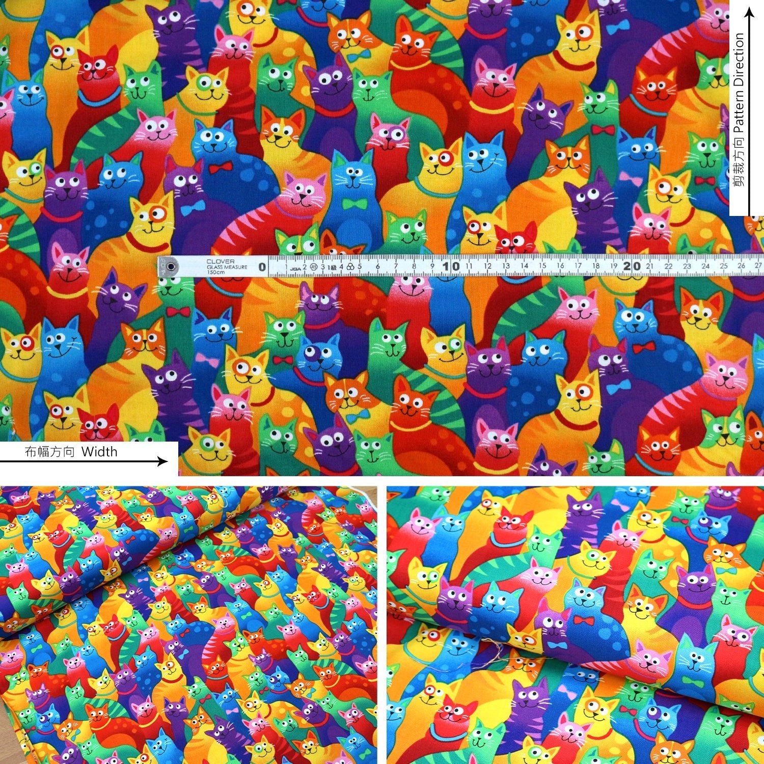 cotton - Rainbow Cats fabric - FO:REST Fabric 布恩堂Liberty fabrictana lawnjapanese fabricykk zipper