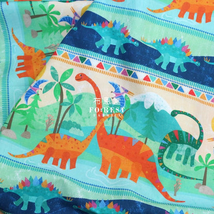 cotton - Rainbow Dinosaur Land Stripe fabric - FO:REST Fabric 布恩堂Liberty fabrictana lawnjapanese fabricykk zipper