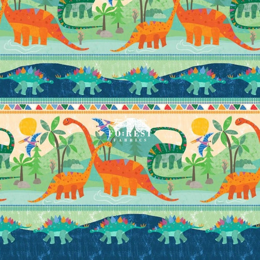 cotton - Rainbow Dinosaur Land Stripe fabric - FO:REST Fabric 布恩堂Liberty fabrictana lawnjapanese fabricykk zipper