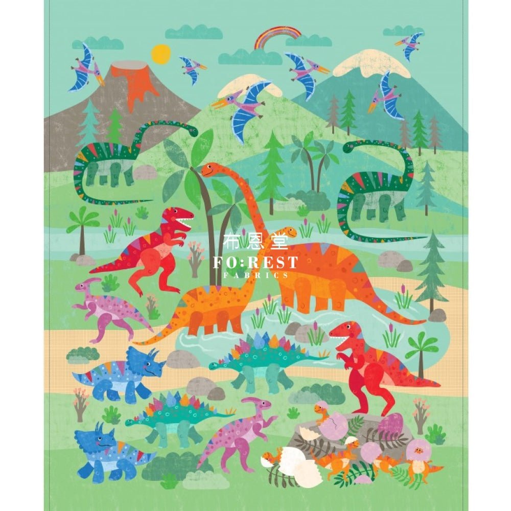 cotton - Rainbow Dinosaur Panel fabric - FO:REST Fabric 布恩堂Liberty fabrictana lawnjapanese fabricykk zipper