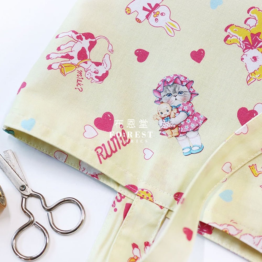 cotton - Rumi and the Old Doll LT.Yellow Fabric - FO:REST Fabric 布恩堂Liberty fabrictana lawnjapanese fabricykk zipper