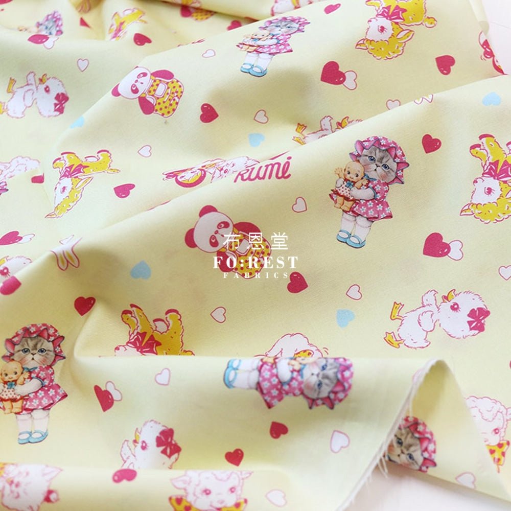 cotton - Rumi and the Old Doll LT.Yellow Fabric - FO:REST Fabric 布恩堂Liberty fabrictana lawnjapanese fabricykk zipper