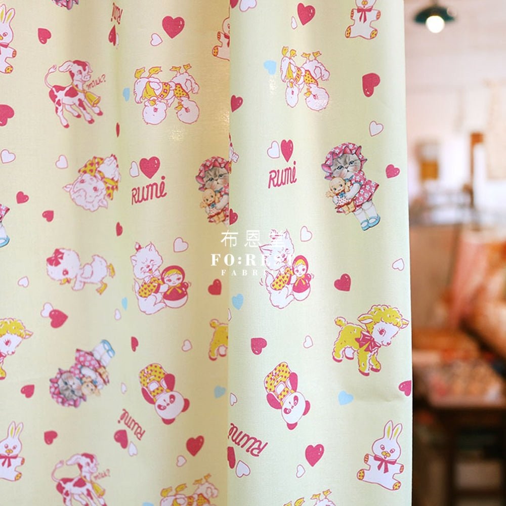 cotton - Rumi and the Old Doll LT.Yellow Fabric - FO:REST Fabric 布恩堂Liberty fabrictana lawnjapanese fabricykk zipper