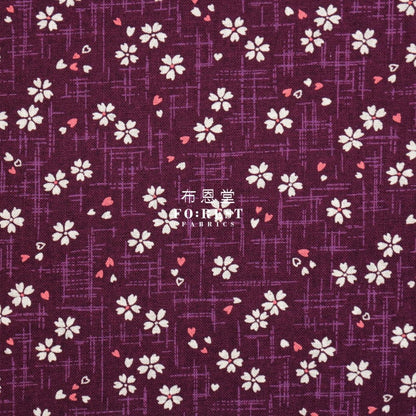 cotton - Sakura 小櫻 DarkPurple fabric - FO:REST Fabric 布恩堂Liberty fabrictana lawnjapanese fabricykk zipper