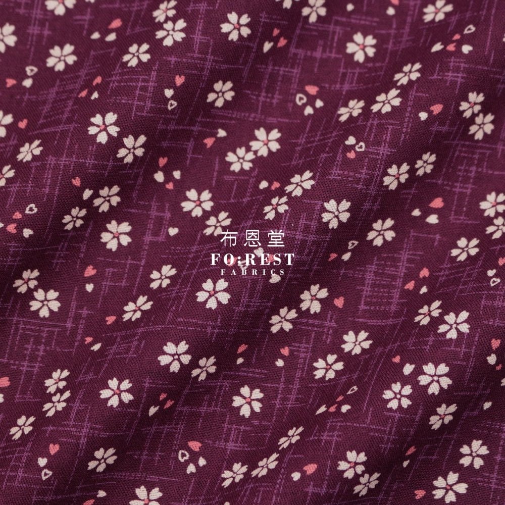 cotton - Sakura 小櫻 DarkPurple fabric - FO:REST Fabric 布恩堂Liberty fabrictana lawnjapanese fabricykk zipper