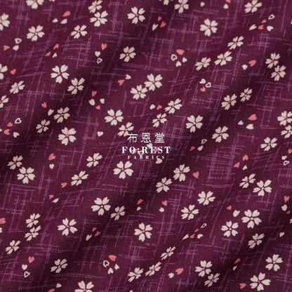 cotton - Sakura 小櫻 DarkPurple fabric - FO:REST Fabric 布恩堂Liberty fabrictana lawnjapanese fabricykk zipper