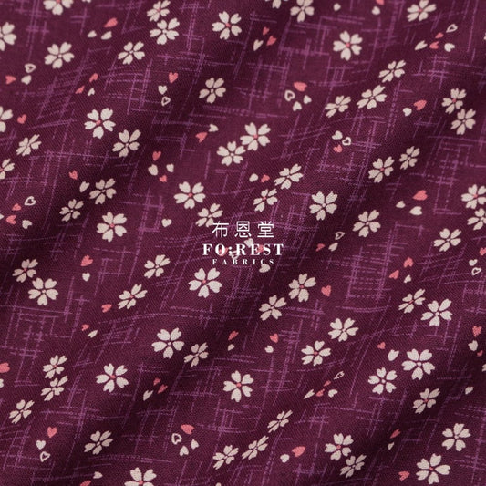 cotton - Sakura 小櫻 DarkPurple fabric - FO:REST Fabric 布恩堂Liberty fabrictana lawnjapanese fabricykk zipper