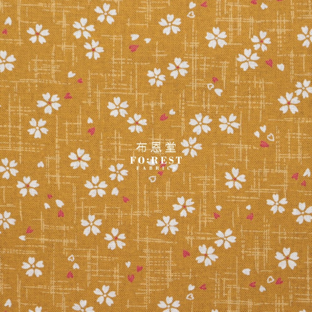 cotton - Sakura 小櫻 Mustard fabric - FO:REST Fabric 布恩堂Liberty fabrictana lawnjapanese fabricykk zipper