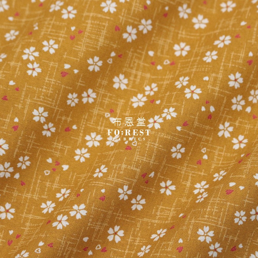 cotton - Sakura 小櫻 Mustard fabric - FO:REST Fabric 布恩堂Liberty fabrictana lawnjapanese fabricykk zipper