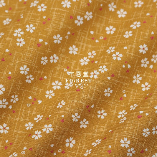 cotton - Sakura 小櫻 Mustard fabric - FO:REST Fabric 布恩堂Liberty fabrictana lawnjapanese fabricykk zipper