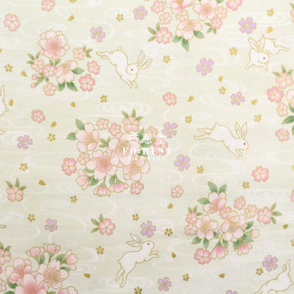 Cotton - Sakura Rabbit Japanese Fabric Natural