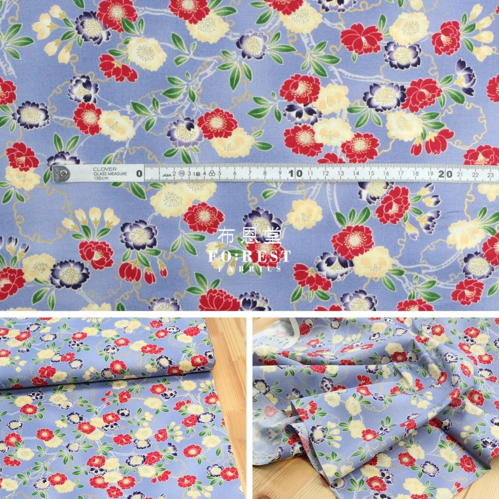 cotton - sakura Snow Japanese fabric BluePurple - FO:REST Fabric 布恩堂Liberty fabrictana lawnjapanese fabricykk zipper